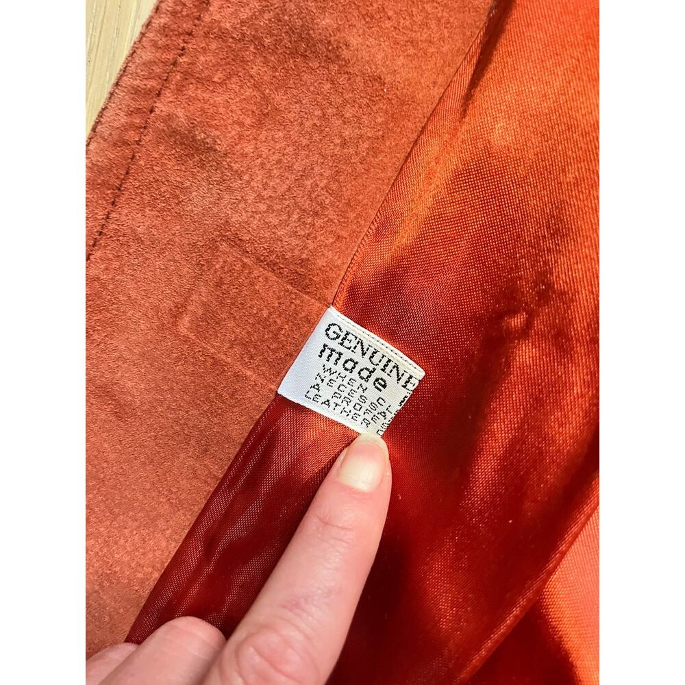 1970s Vintage Cognac Suede Leather Duster Coat Sz 10 Made in Brazil Streetwear - Picture 6 of 16